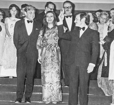 Donatas Banionis, Natalia Bondarchuk and Andrei Tarkovsky (left to right) in 1972 at the Cannes Film Festival