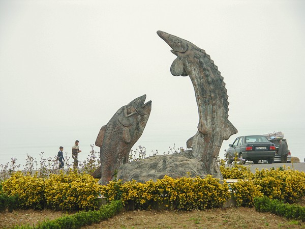 A monument to the residents of the Caspian Seas in Chaboksar. This is where Afanasy Nikitin came to shore, having crossed his \