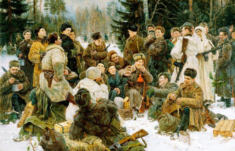 Фоторепродукция: Юрий Непринцев, 1951 год, «Отдых после боя» Фоторепродукция: Юрий Непринцев, 1951 год, «Отдых после боя»