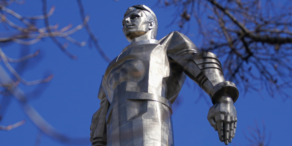 Памятник Юрию Гагарину в Москве. Фото: Е. Самарин / mos.ru (CC BY 4.0)###https://www.mos.ru/news/item/128243073/