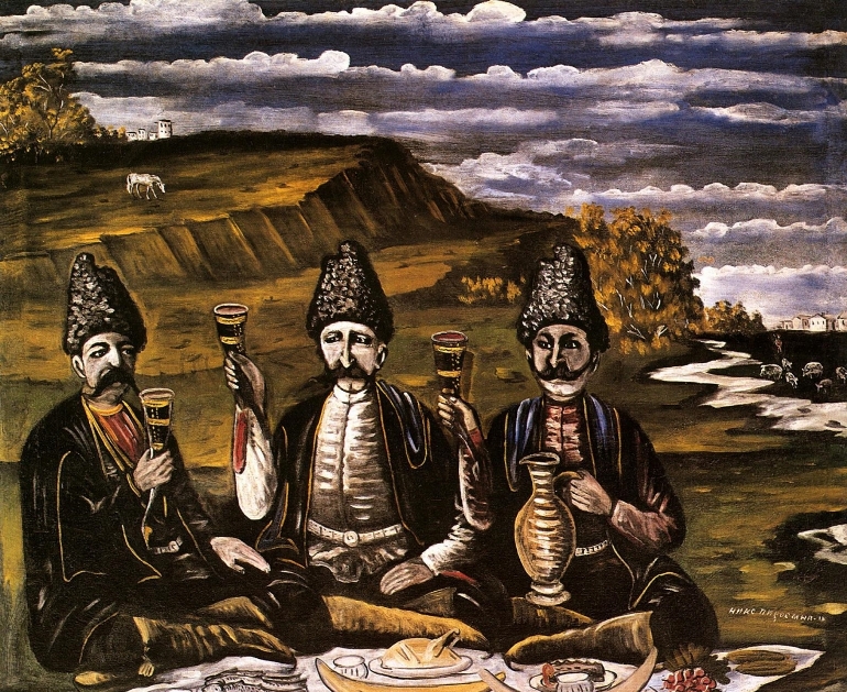 Нико Пиросмани. Кутёж трёх князей, 1909 г.