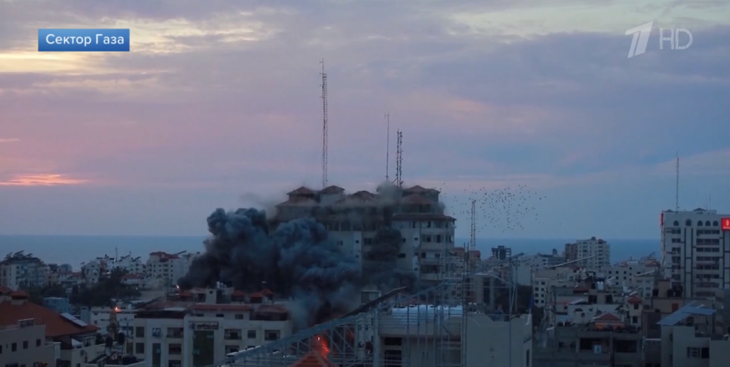 Фото: стоп-кадр / Первый канал / 1tv.ru###https://www.1tv.ru/news/2023-10-10/462915-izrail_i_palestina_prodolzhayut_obmenivatsya_raketnymi_udarami