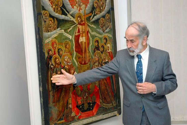 Николай Кормашов на презентации реставирированной иконы «Литургия Господня» в 2007 году. Фото Виктора Вестеринена из архива журнала «Красивая жизнь» / tribuna.ee