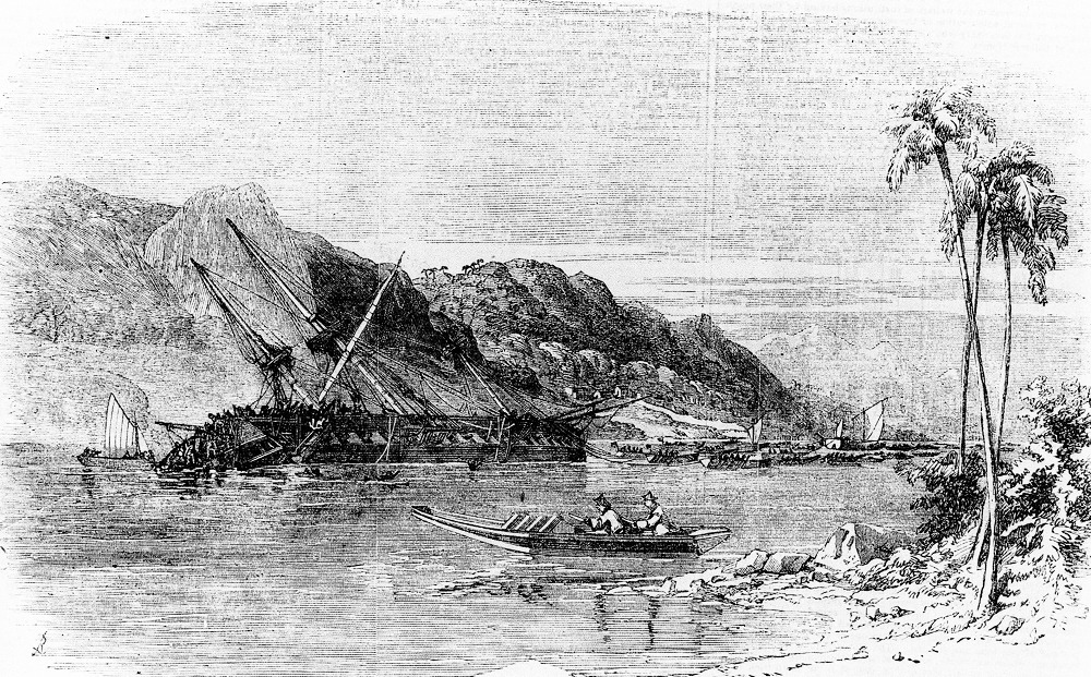 Крушение фрегата «Диана», рисунок из газеты The Illustrated London News. Фото: wikipedia.org###https://ru.wikipedia.org/wiki/%D0%9C%D0%BE%D0%B6%D0%B0%D0%B9%D1%81%D0%BA%D0%B8%D0%B9,_%D0%90%D0%BB%D0%B5%D0%BA%D1%81%D0%B0%D0%BD%D0%B4%D1%80_%D0%A4%D1%91%D0%B4%D0%BE%D1%80%D0%BE%D0%B2%D0%B8%D1%87