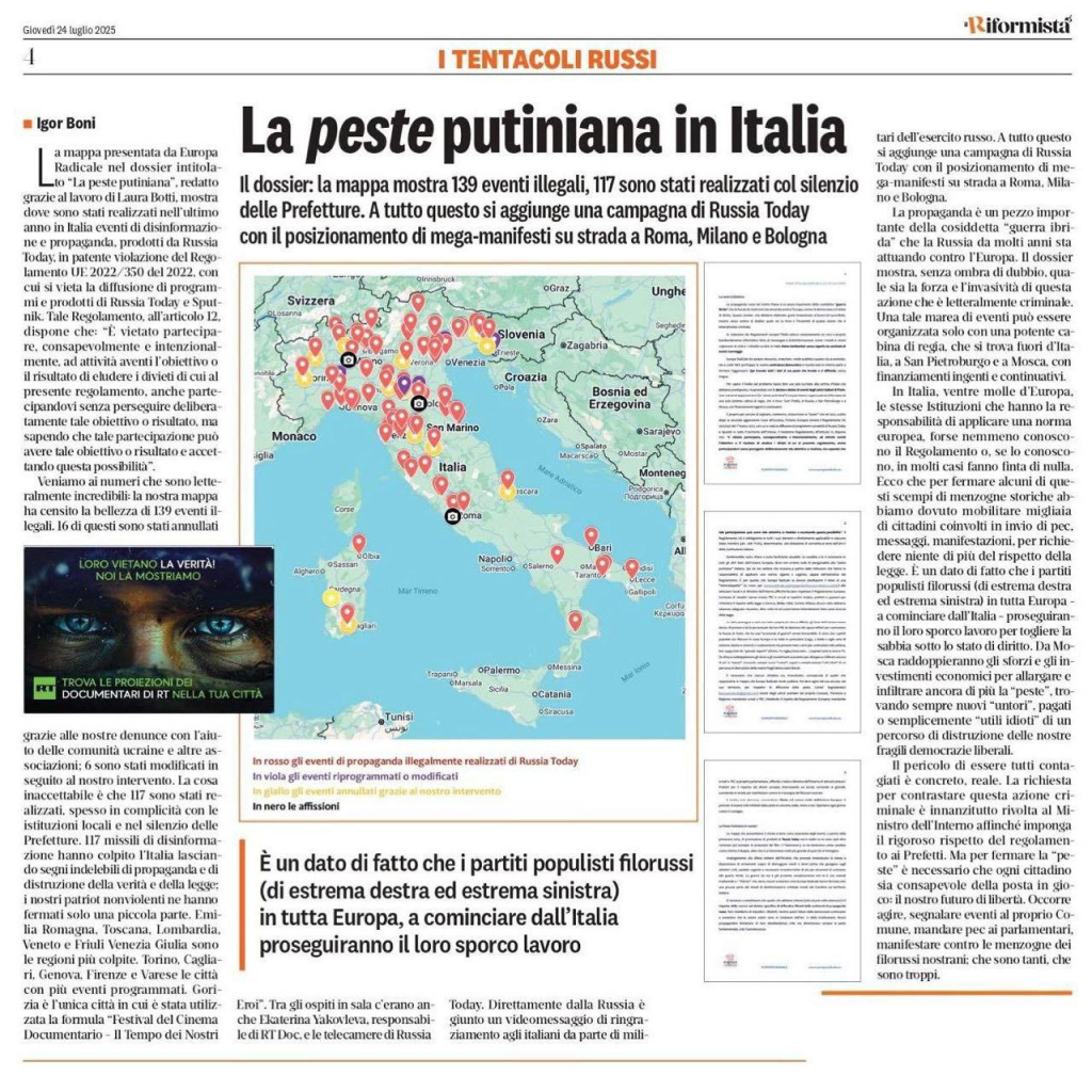 Русофобская статья в итальянской газете. Фото: Donbass italia / Telegram###https://t.me/donbassitalia